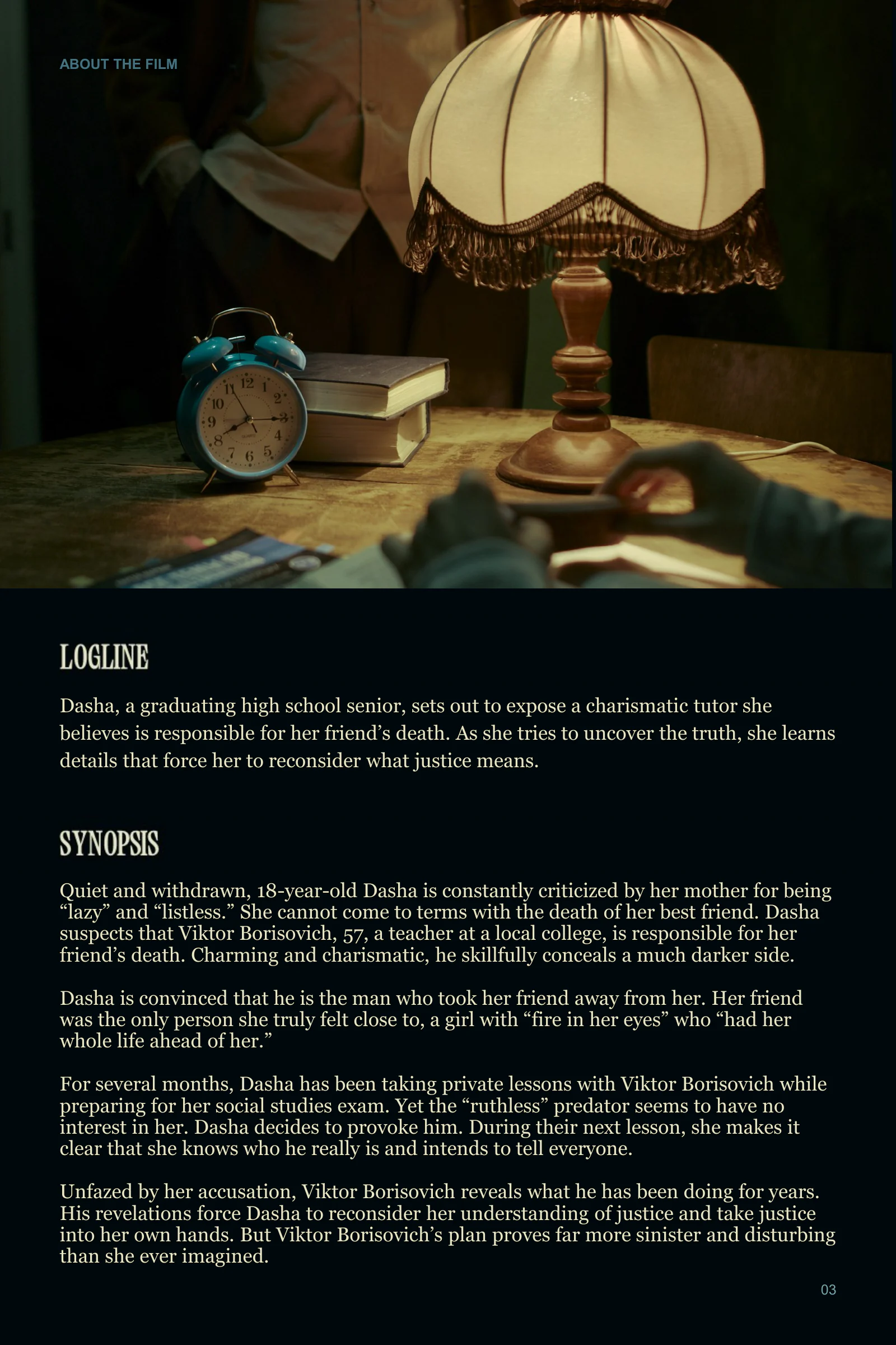 The Last Bell English press kit, page 3 of 9